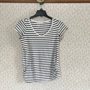 BumpStart Black and White Striped Short Sleeve Maternity Tee
